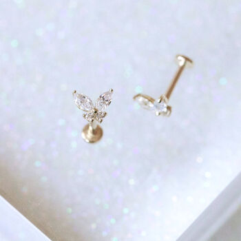 14 Carat Gold Butterfly Labret Earring, 3 of 5