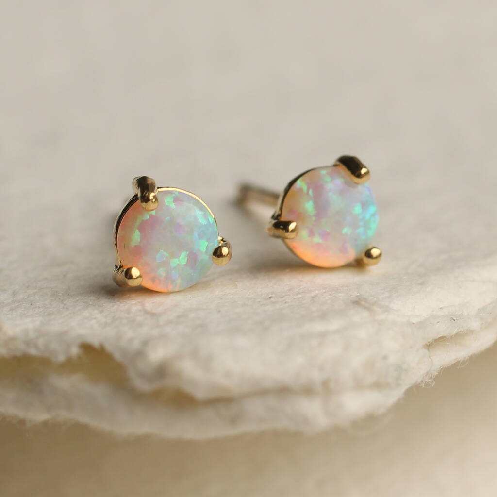 Tiny Opal Stud Earrings, 1 of 5