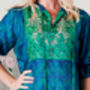 Yasmin Silk Print Embroidered Dress 10, thumbnail 3 of 4