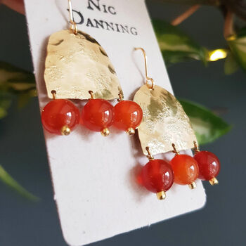 'Titans Hestia' Carnelian And Ethical Brass Earrings, 3 of 4