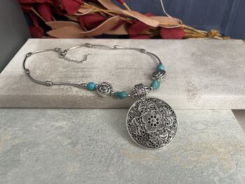 Turquoise And Silver Statement Necklace, 3 of 8