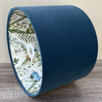 Abigail Aegean Blue Velvet Double Sided Flower Lampshade, 6 of 9