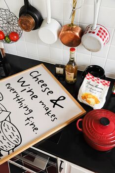 Cheese And Wine Kitchen Quote Wall Art, 7 of 8