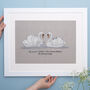 Personalised Embroidered Swan Family Artwork, thumbnail 1 of 5