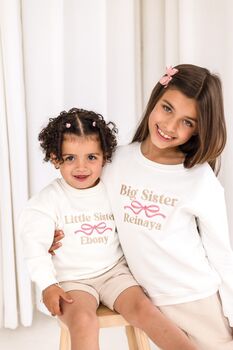 'Big Sister/Little Sister' Embroidered Bow Detail Sweatshirt, 2 of 10