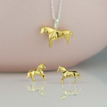 Sterling Silver And Gold Plated Origami Horse Earrings, 4 of 6