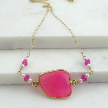 Pink Chalcedony And Pearl Necklace, 3 of 4