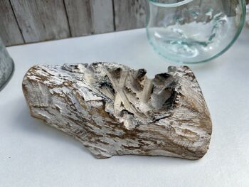 Molten Glass Round Bowl On Whitewashed Teak Root Base, 4 of 8