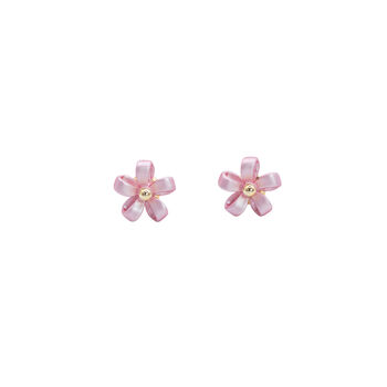 Mini Flower Earring In Light Pink With Velvet Finish, 2 of 3