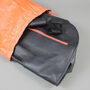 Black Leather Laptop Weekend Bag With Orange Zip, thumbnail 9 of 9