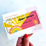 Fun Colourful Retro Ticket Wedding Invitation, thumbnail 3 of 6