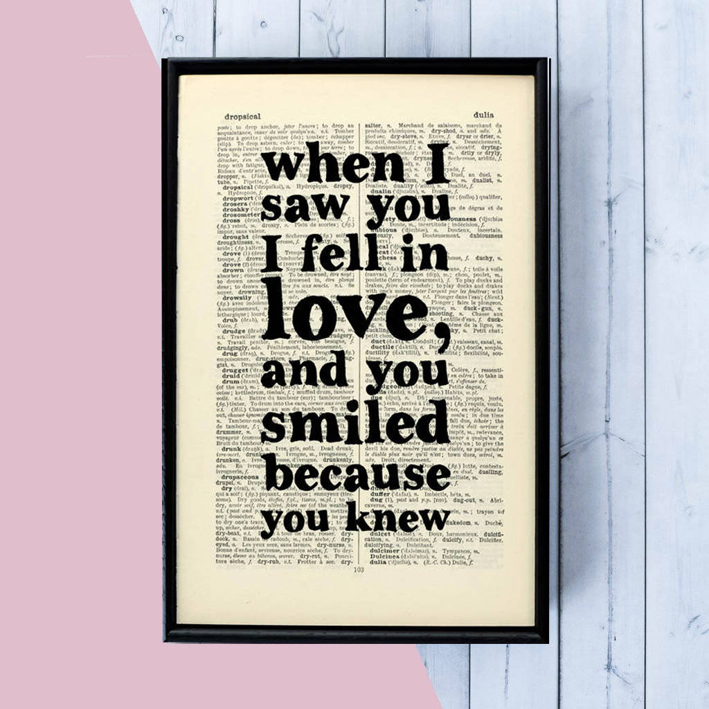 Wife To Be Gift 'When I Saw You' Quote Print By Bookishly ...
