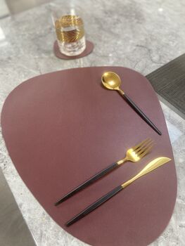 Vegan Leather Oval Placemat And Coaster, 2 of 4