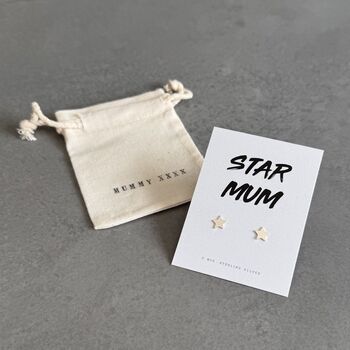 Star Mum Silver Stud Earrings, 4 of 5