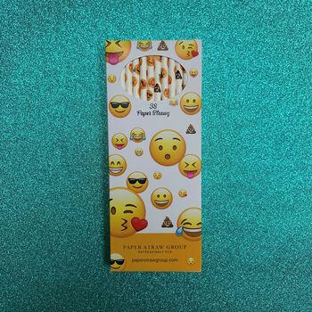 Emoji Paper Straws Box Of 38 100% Biodegradable, 3 of 8