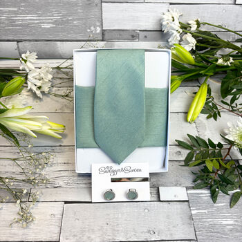 Seagrass Shantung Wedding Tie Set, 8 of 10