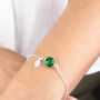 Sterling Silver Birthstone And Initial Leaf Bracelet, thumbnail 2 of 8