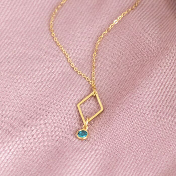 Gold Plated Rhombus Birthstone Charm Necklace, 4 of 9