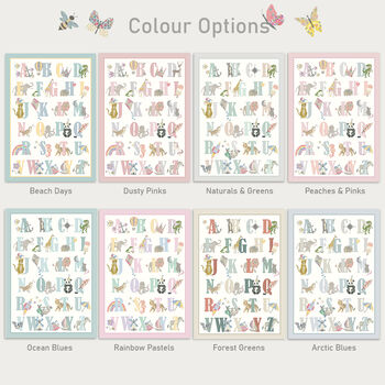 Floral Childrens Educational Alphabet Print With Border, 3 of 4