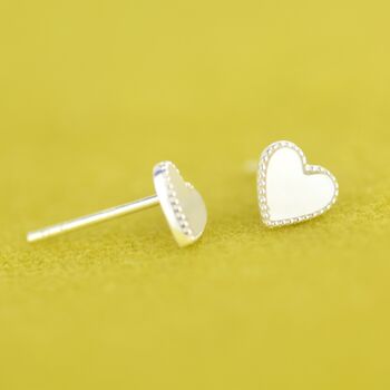 Sterling Silver Heart Studs With Pearl Detail, 3 of 10