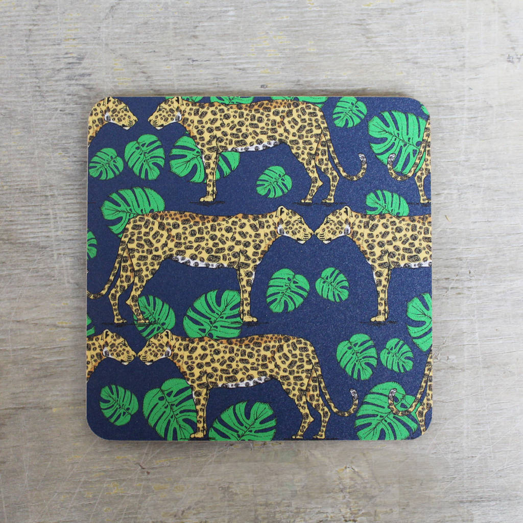 Leopard And Monstera Leaf Coasters, 1 of 3