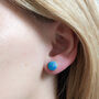 Blue Leather Dot Earrings, thumbnail 4 of 4