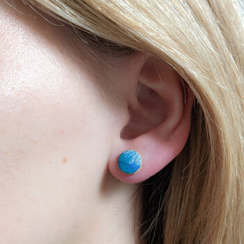 Blue Leather Dot Earrings, 4 of 4