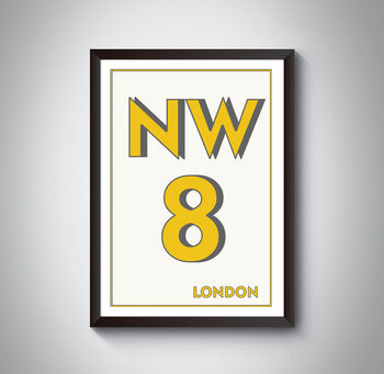 Nw8 Camden London Typography Postcode Print, 3 of 11