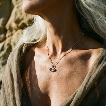 Siren’s Teardrop Purple Amethyst Necklace Gold Or Silver, 2 of 4