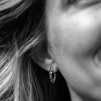 Robyn Sterling Silver Medium Spike Hoop Earrings, 2 of 2