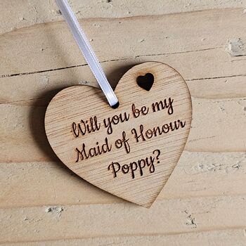 Personalised 'Be My Maid Of Honour' Decoration Card, 2 of 2