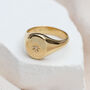 18ct Yellow Gold Plated Star Set Cz Oval Signet Ring, thumbnail 1 of 4