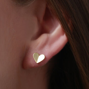 Gold Or Silver Heart Origami Stud Earrings, 3 of 6
