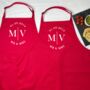 Personalised Circle Wedding Anniversary Couple Aprons, thumbnail 3 of 6