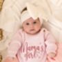Mama's Girl/Boy Or Daddy's Girl/Boy Embroidered Baby Long Sleeve Knitted Romper, thumbnail 4 of 12