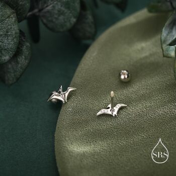 Extra Tiny Pterosaurs Flying Dinosaur Screw Back / Internally Threaded Flat Back / Stud Earrings In Sterling Silver, 5 of 12