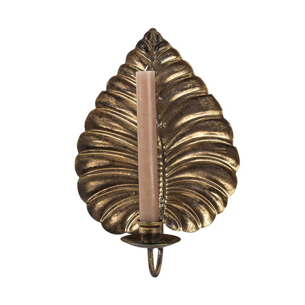 Golden Leaf Wall Candlestick Holder By Posh Totty Designs Interiors