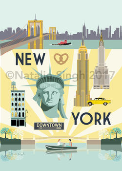 New York City Retro Travel Poster Style Art Print, 2 of 2