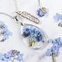 Forget Me Not And Feather Sterling Silver Necklace, thumbnail 1 of 4