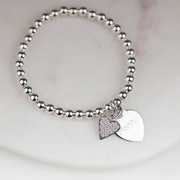 Personalised Children's Silver Heart Bead Bracelet, 2 of 6