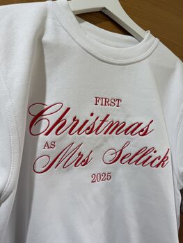 Custom Embroidered 'First Christmas As Mrs…' Personalised Surname Sweatshirt, 3 of 4