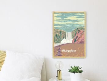 Skogafoss Iceland Travel Poster Art Print, 6 of 8