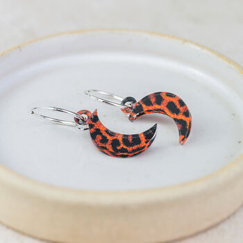 Sterling Silver And Acrylic Animal Print Charm Hoops, 3 of 7