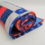Blue And Red Patchwork Large Sofa Quilt, thumbnail 2 of 11
