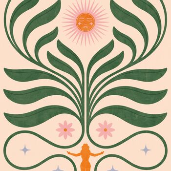 Rise Flow Grow, Floral Bohemian Sun Art Print, Botanical Yoga Poster, 3 of 3