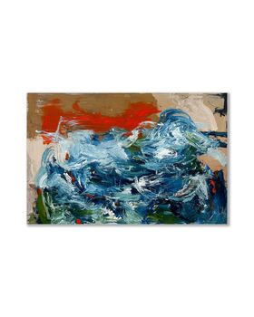 Large Blue Red Abstract Expressionist Painting Authentic Art Contemporary, 5 of 5