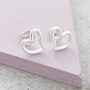 Solid Silver Simply Heart Outline Stud Earrings, thumbnail 2 of 4