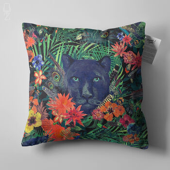 Cushion Cover The Black Panther Behind Of The Flowers, 6 of 7