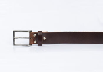 Handmade Belt Men's English Leather Belt Brown 35mm Wide, 8 of 10