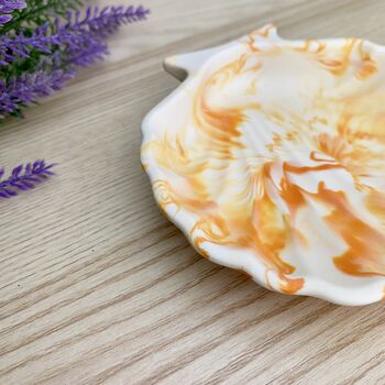 Orange Marbled Seashell Trinket Tray/ Soap Dish, 2 of 8